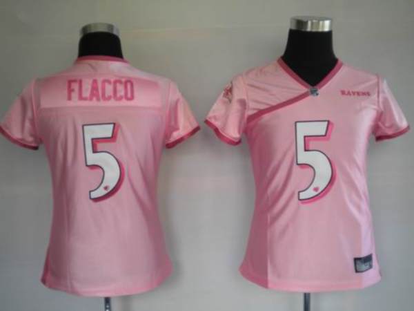 Ravens #5 Joe Flacco Lady Pink Stitched NFL Jersey